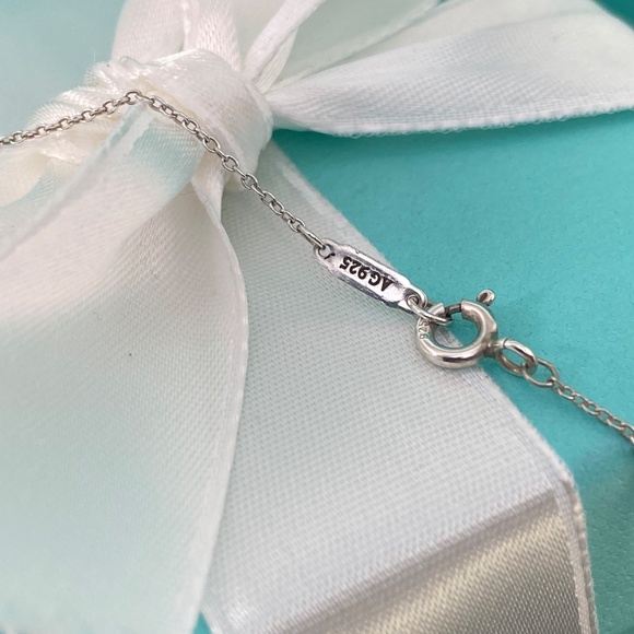 Authenticated Tiffany & Co double heart blue enamel necklace 16” box - Picture 6 of 10